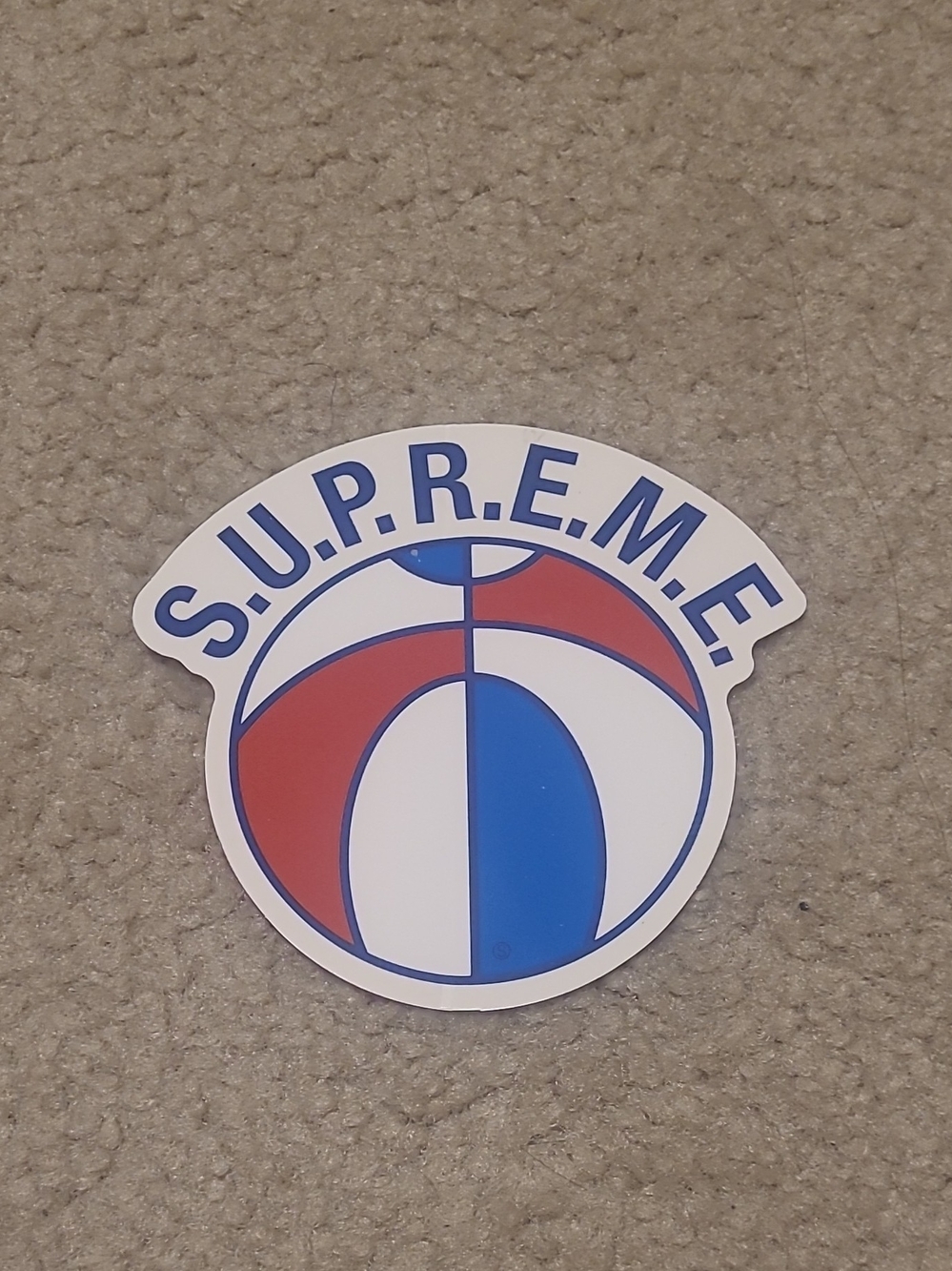 Supreme White, Red & Blue Ball Graphic Logo Sticker